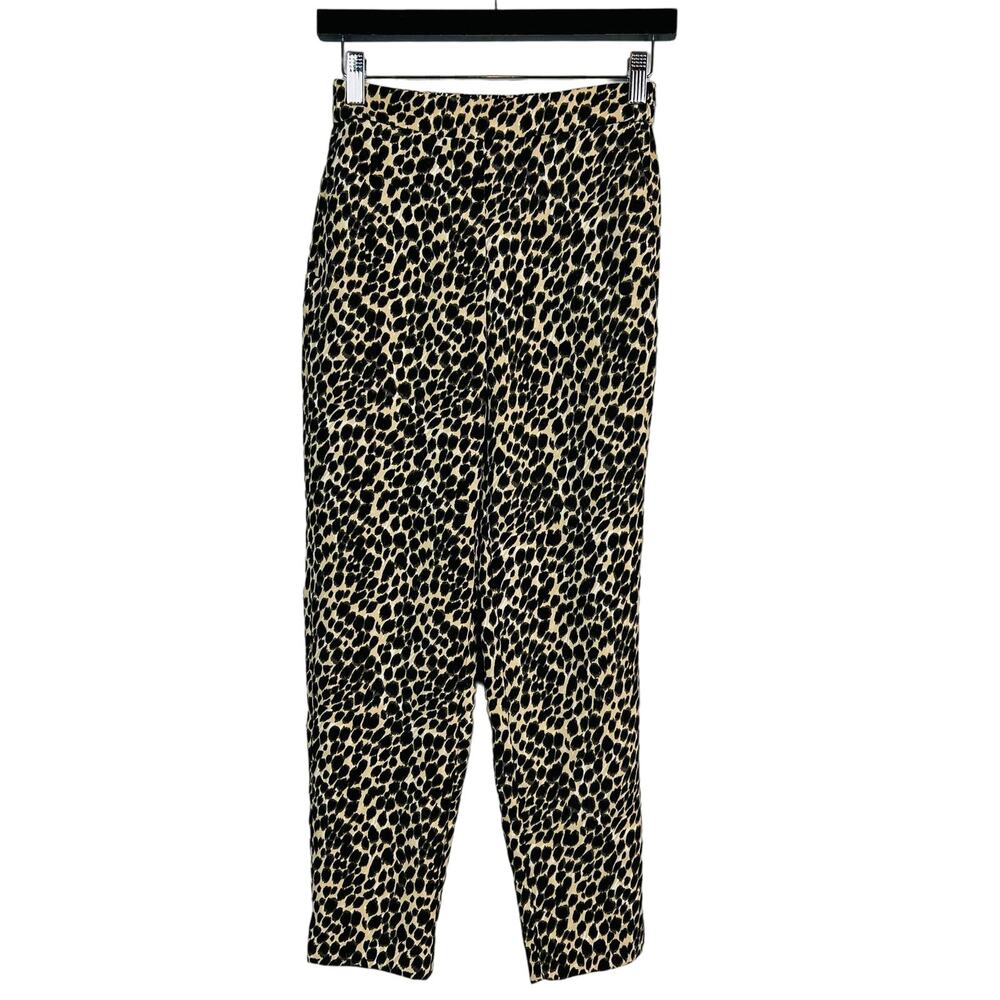 J Crew Leopard Print Jamie Pant Slim Straight Fit Elastic Waist - 0